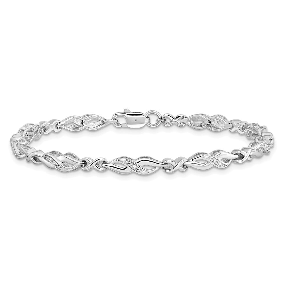 Sterling Silver Rhodium-plated Diam. Bracelet 7 inches