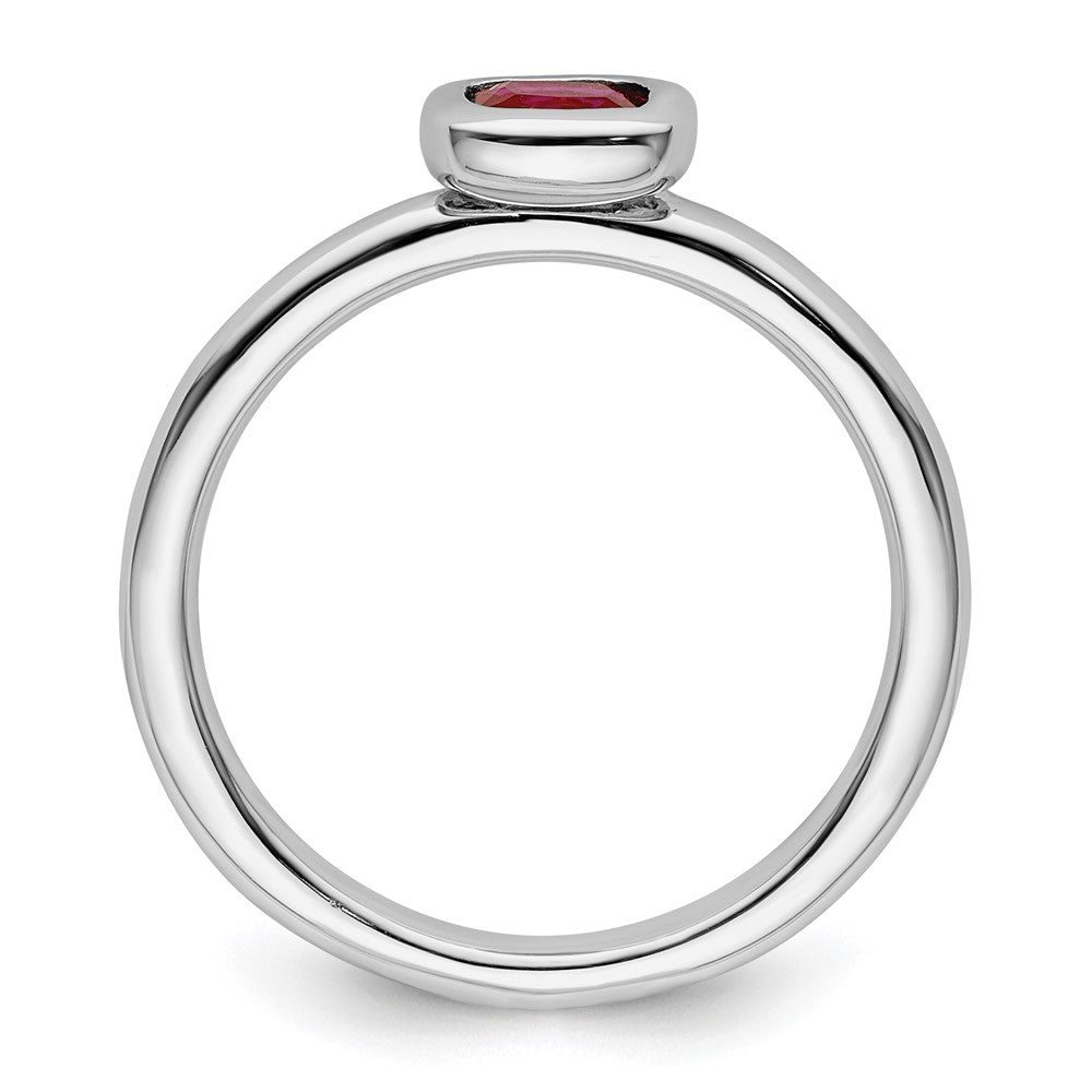 Sterling Silver Stackable Expressions Cushion Cut Created Ruby Ring Size -9