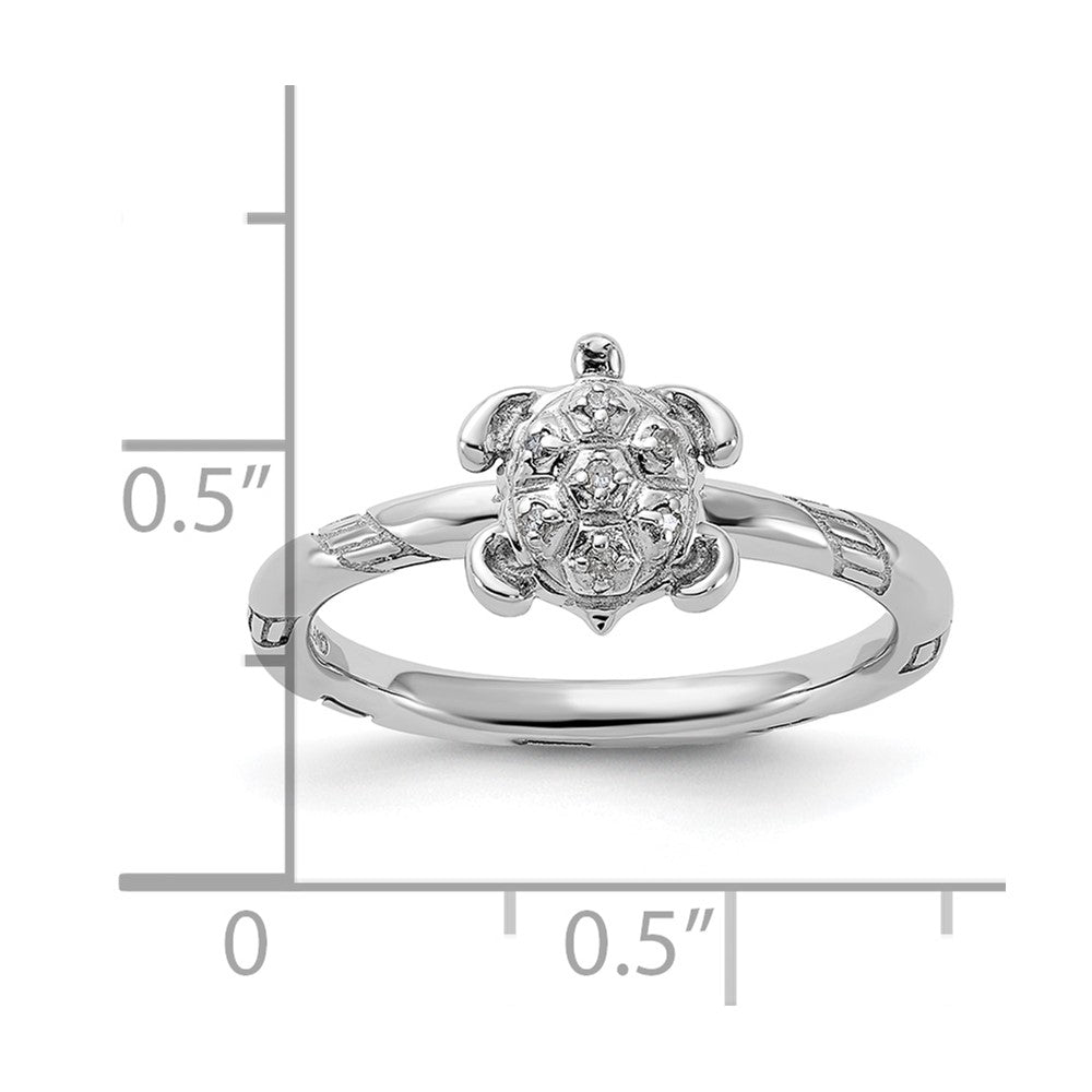 Sterling Silver Stackable Expressions Diamond Turtle Ring Size -5