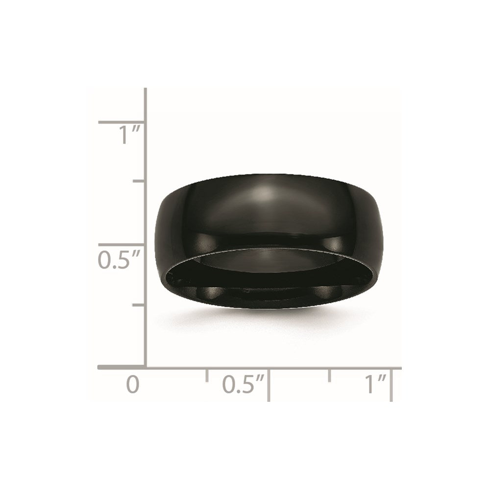 Stainless Steel 8mm Black IP-plated Polished Band Size - 8.5