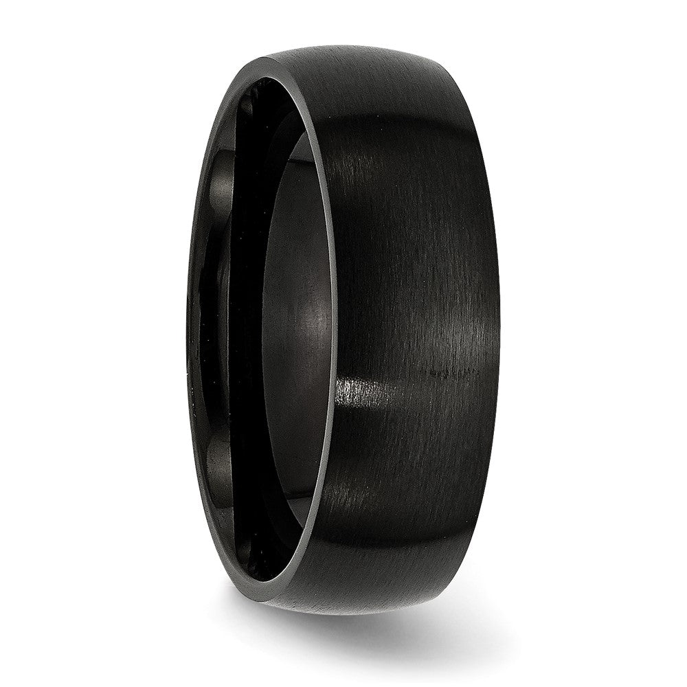 Stainless Steel 7mm Black IP-plated Brushed Band Size - 13