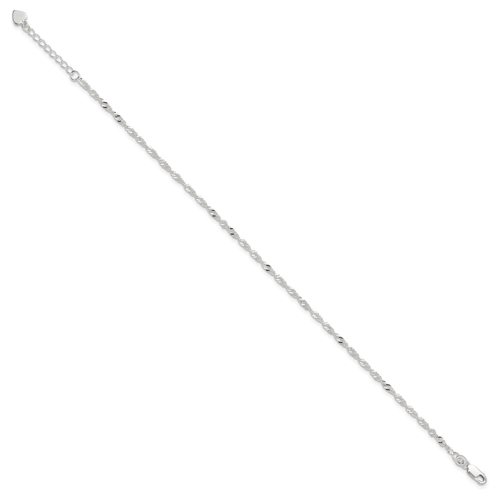 Sterling Silver D/C Polished 10in with 1in ext. Anklet 10 inches