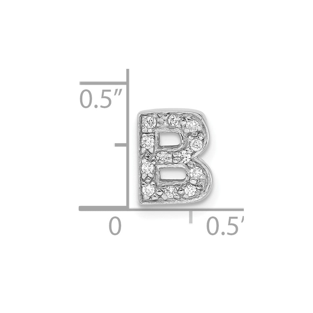 Sterling Silver Polished CZ Initial B Slide
