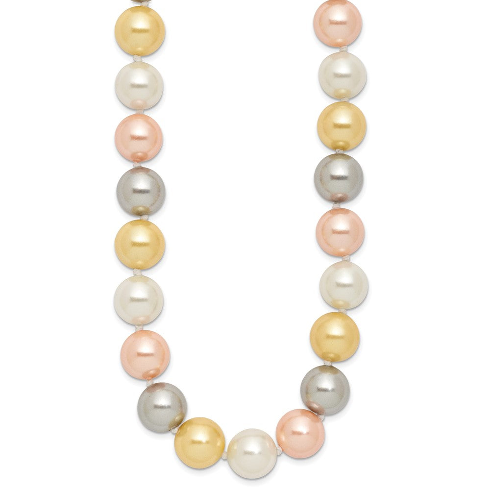 Majestik Sterling Silver Rhodium-plated 12-13mm Multi-Color Imitation Shell Pearl Hand-knotted Necklace 18 Inches
