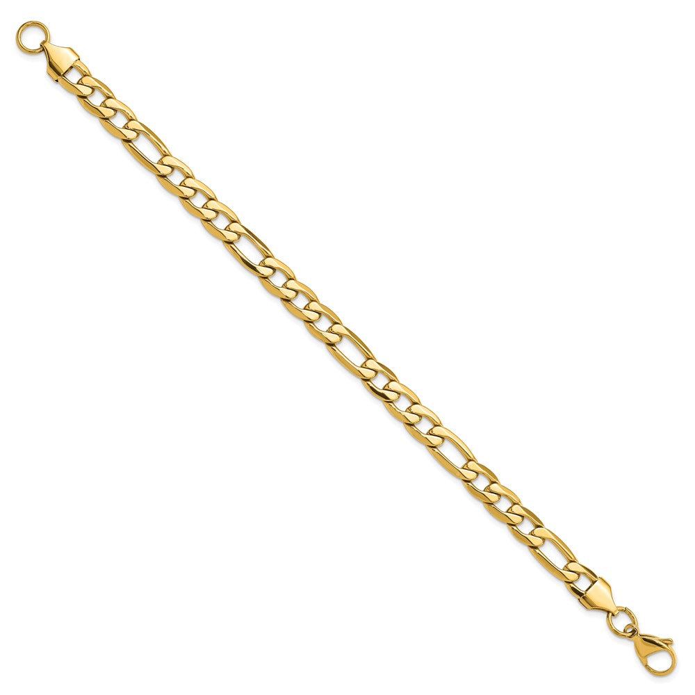 Stainless Steel Polished Yellow IP-plated 7.50mm Figaro 8.25in Bracelet 8.25 inches