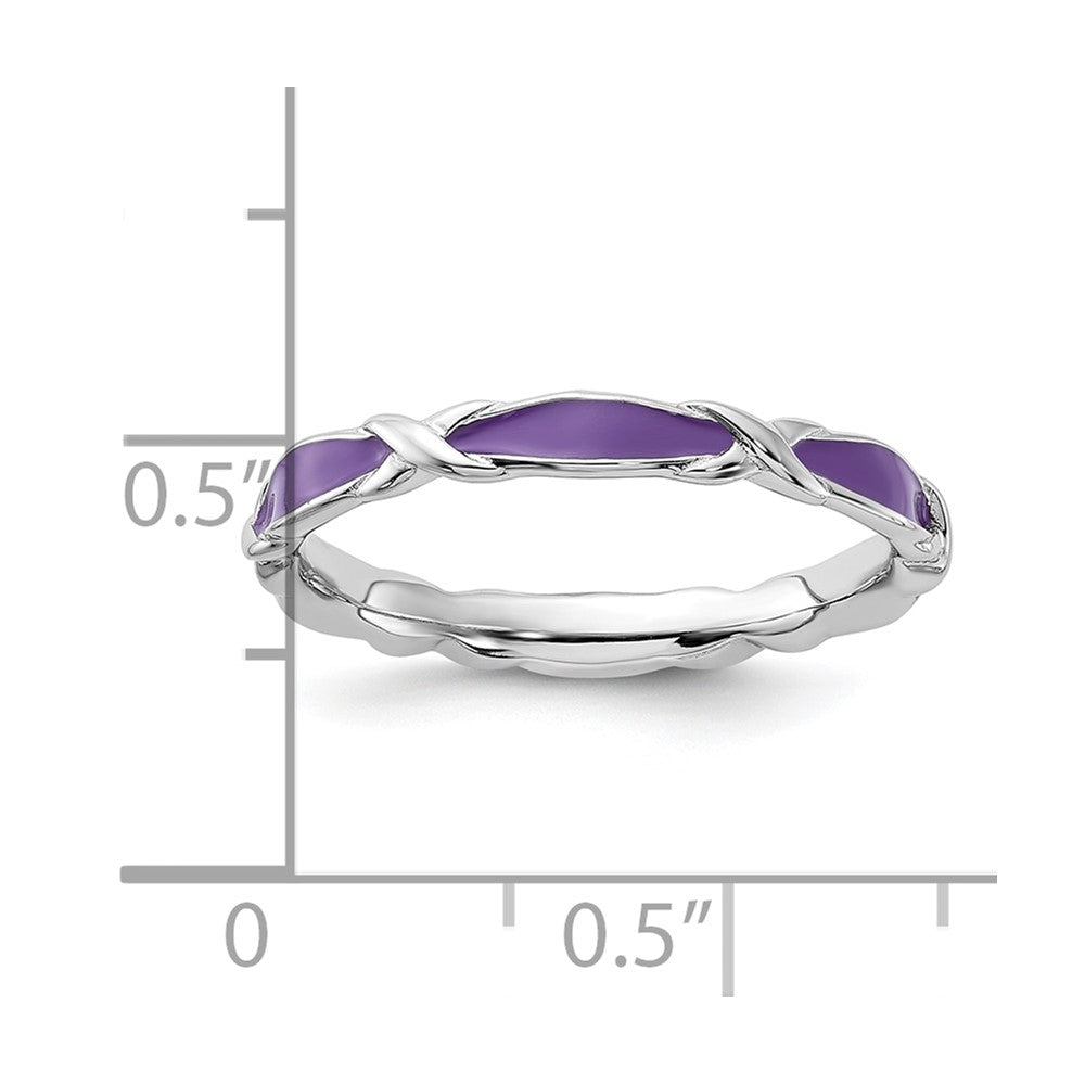 Sterling Silver Stackable Expressions Purple Enameled Ring