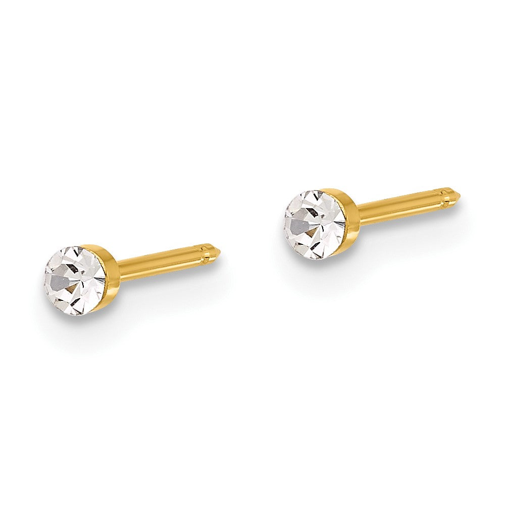 Inverness 14K Polished 2.4mm Crystal Post Piercing Earrings