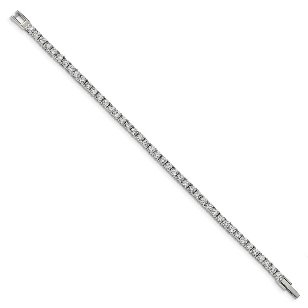 Stainless Steel Polished with CZ 7.5in Tennis Bracelet 7.25 inches