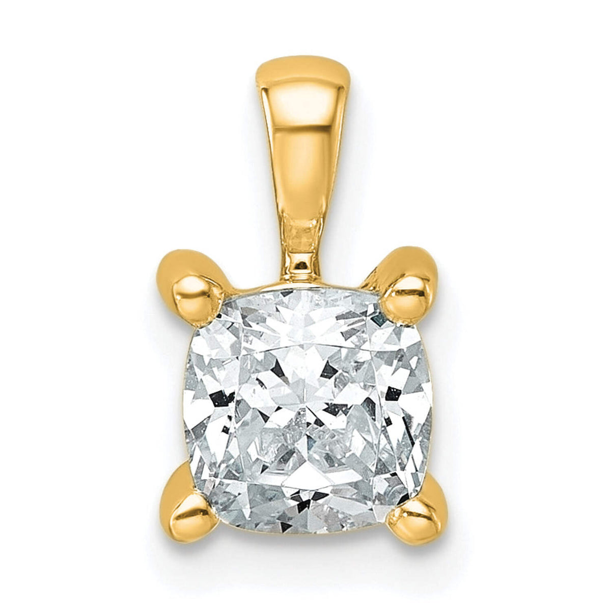 14k 1 carat Lab Grown Diamond VS+ F+ Cushion Complete Four Prong Pendant