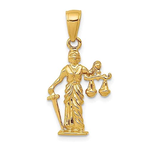 14k 3-D Lady of Justice w/Moveable Scales Pendant