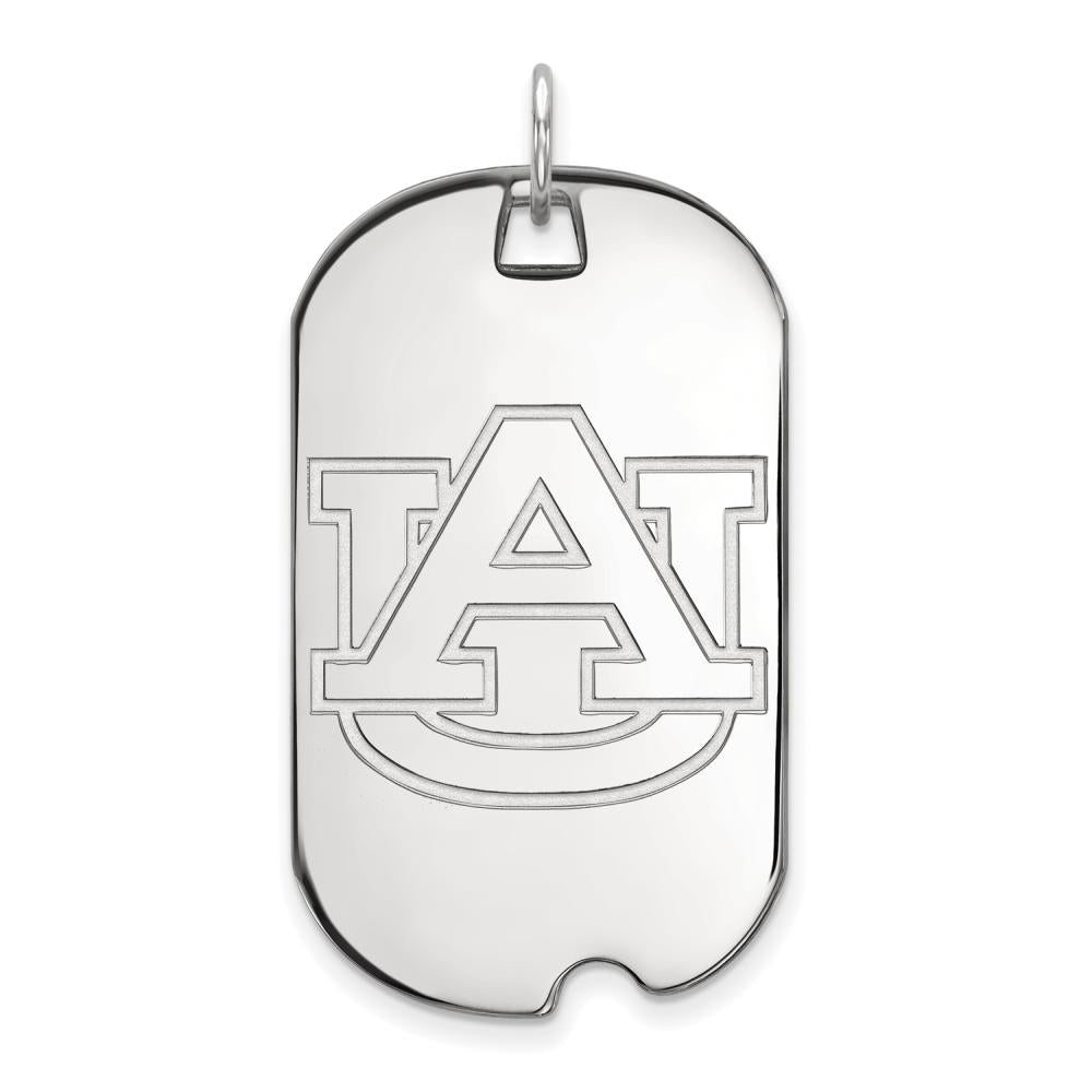 Sterling Silver Rhodium-plated LogoArt Auburn University Large Dog Tag Pendant QSS028AU