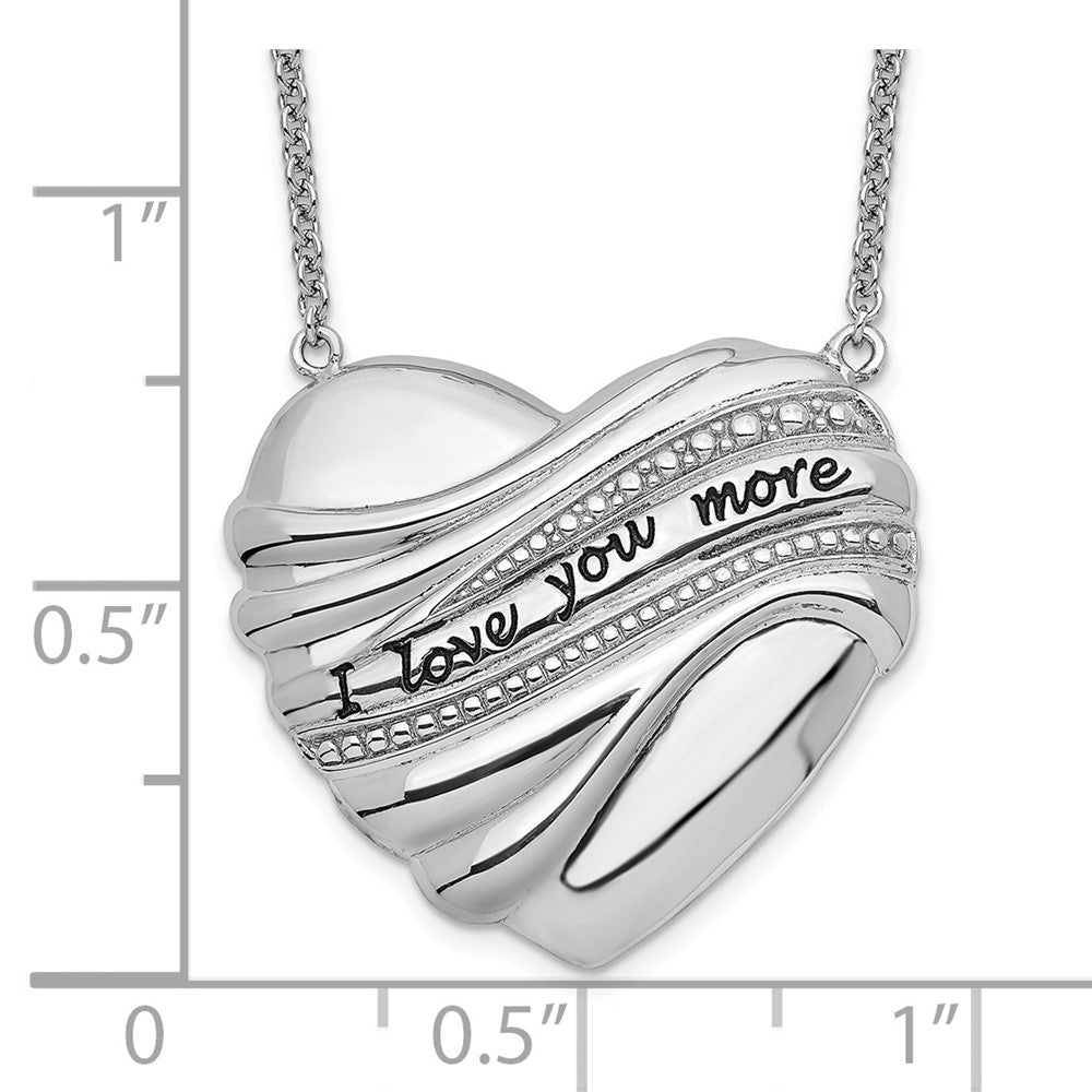 Sentimental Expressions Sterling Silver Rhodium-plated Antiqued I Love You More 18in. Necklace 18 Inches