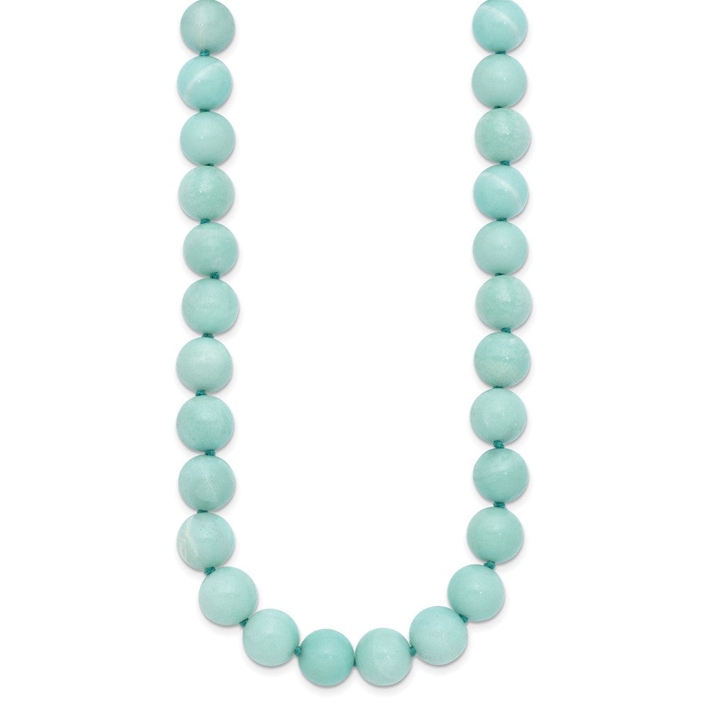 10-10.5mm Smooth Beaded Amazonite Necklace w/Sterling S.RH Clasp 18 Inches