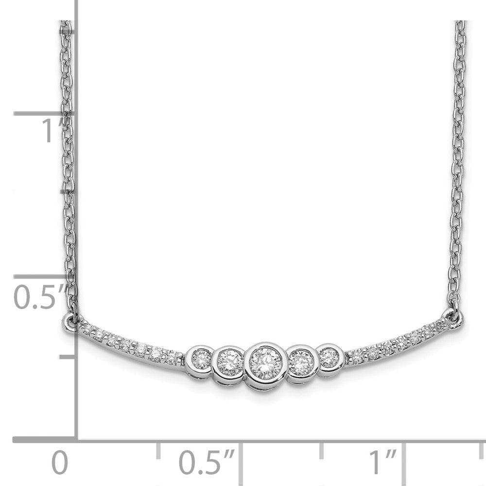14k White Gold Polished Diamond Bezel Set Bar 18in Necklace