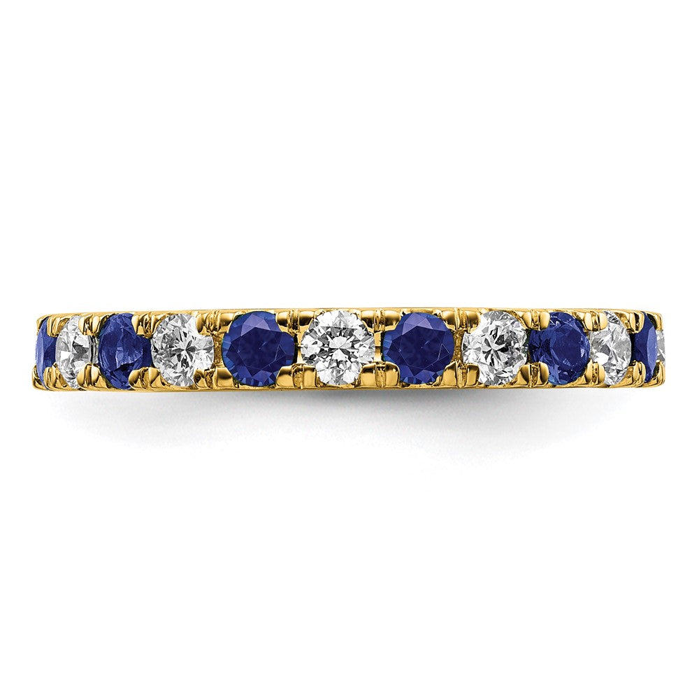 14k 3/8 carat Lab Grown Diamond VS/SI+ G+ and Lab Created Blue Sapphire Size 5 Eternity Band
