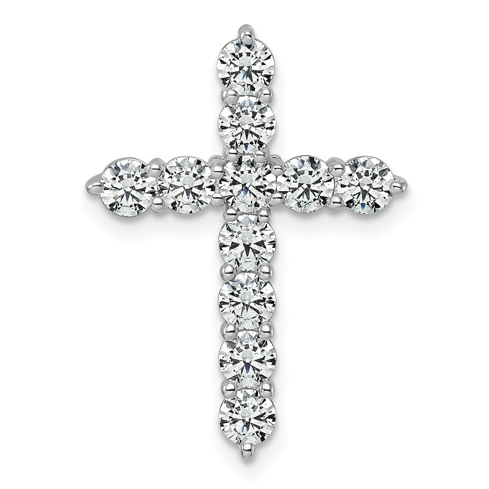 14k White Gold 2 carat Lab Grown Diamond VS/SI+ G+ Cross Chain Slide Pendant