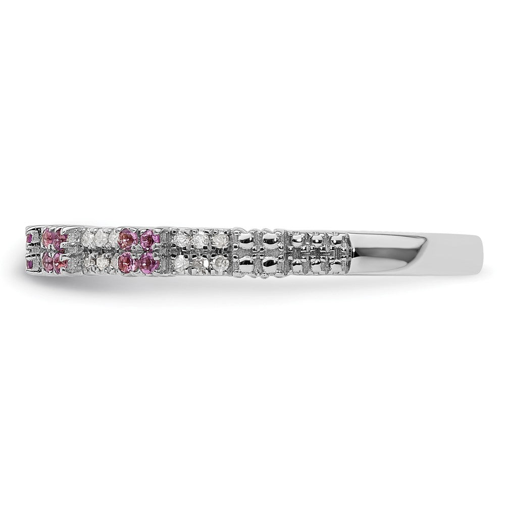 Sterling Silver Stackable Expressions Amethyst & Diamond Ring Size -6