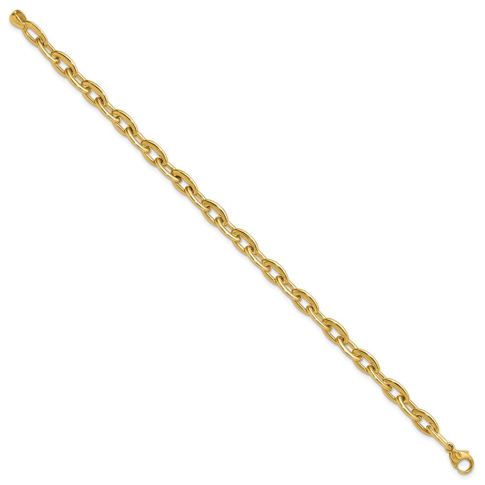 14K Polished Fancy 5.5mm Oval Link Bracelet 7.5  inches