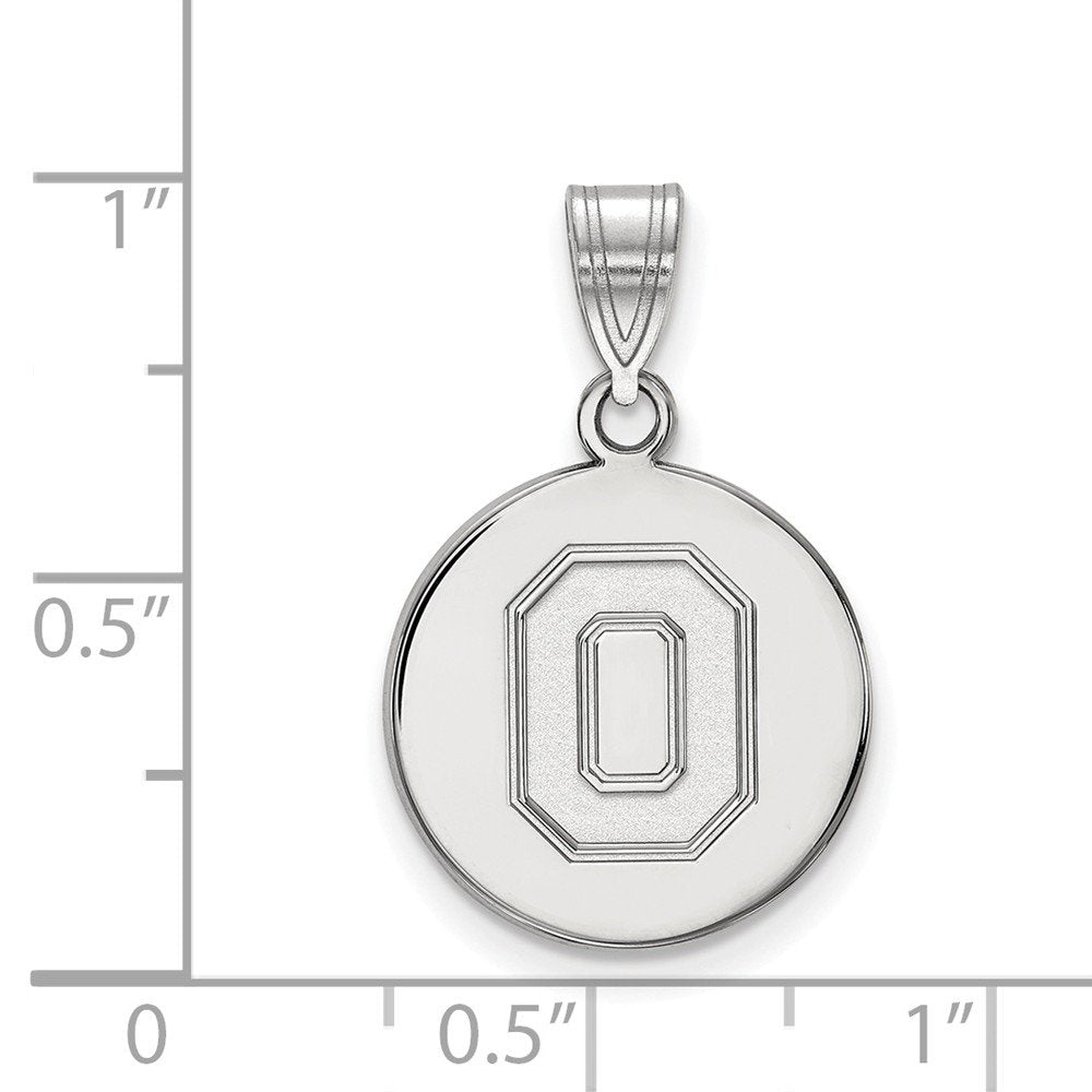Sterling Silver Rhodium-plated LogoArt The Ohio State University Letter O Medium Disc Pendant QSS062OSU