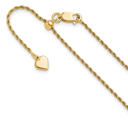 Sterling Silver Gold-plated Adjustable 1.4mm D/C Rope Chain