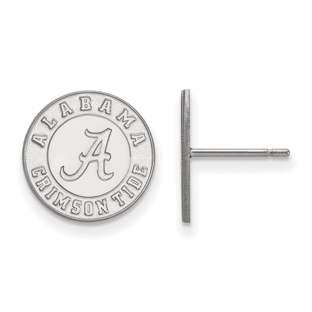 Sterling Silver Rhodium-plated LogoArt University of Alabama Crimson Tide Small Post Earrings Q-SS050UAL
