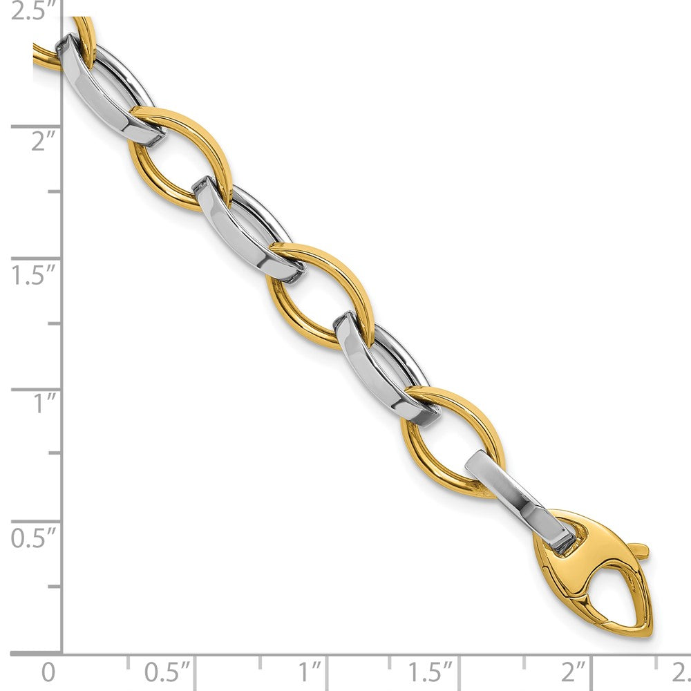14K Two-Tone Polished Link Bracelet 7.5  inches