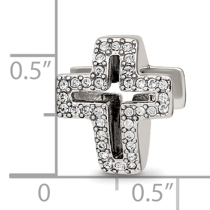 Sterling Silver Reflections Crystals Pav‚ Open Cross Bead
