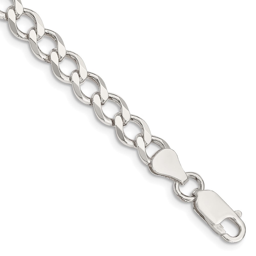 Sterling Silver 6.7mm Semi-solid Flat Curb Chain 8 inches