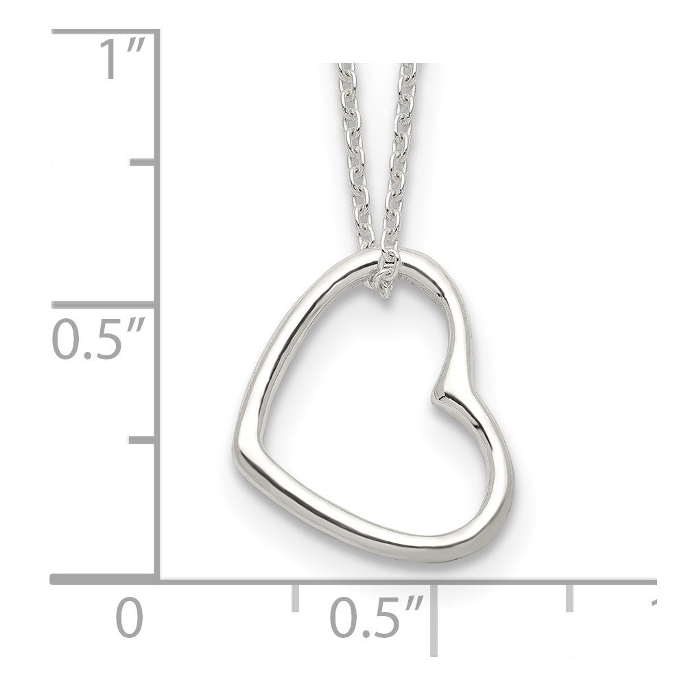 Sterling Silver Heart 14 IN w/2 In EXT Necklace 16 Inches