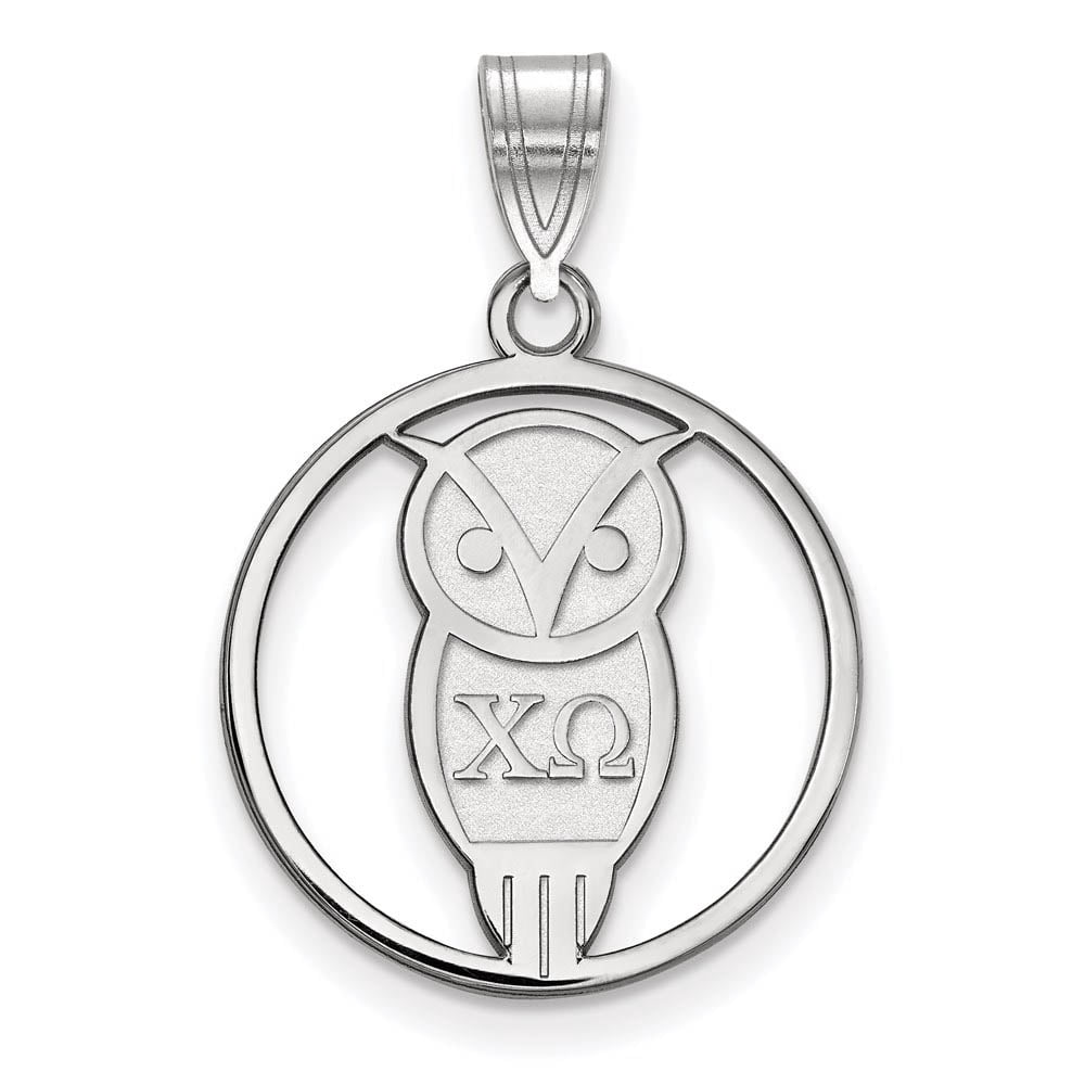 Sterling Silver Official Licensed Greek Sororities Chi Omega (??) Small Circle Pendant