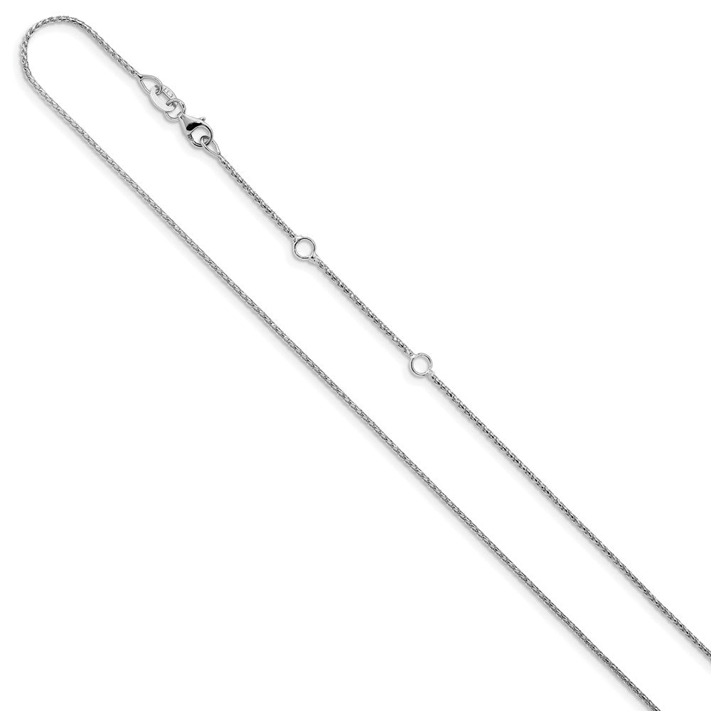 14K White Gold 1mm D/C Open Franco 1in+1in Adjustable Chain