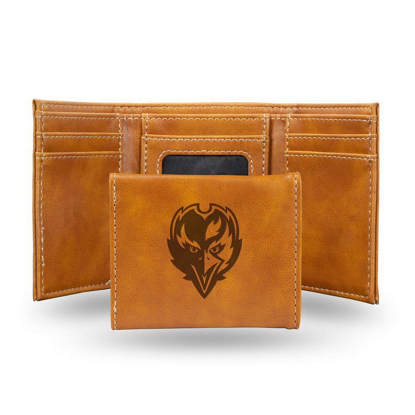 Football Rico Industries Baltimore  Brown Laser Engraved Trifold Laser Engraved Tri-Fold Wallet - Men's Accessory
