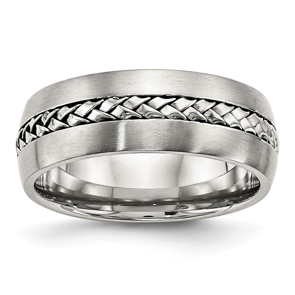 Stainless Steel Brushed and Polished Braided 8mm Band Size - 10