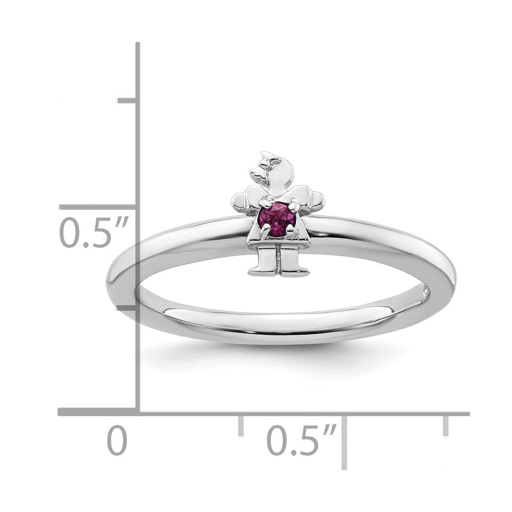 Sterling Silver Stackable Expressions Rhodium Rhodolite Garnet Girl Ring