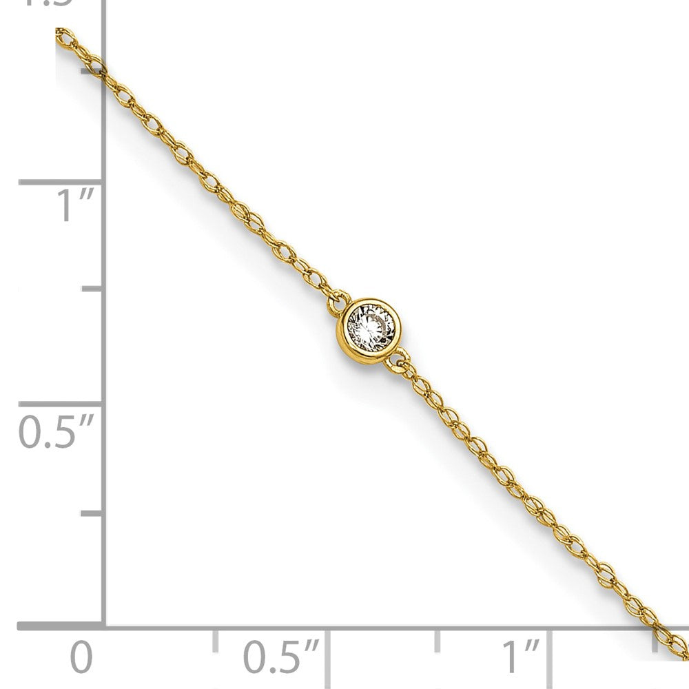 10k Polished Bezel-set CZ 10 inch Anklet