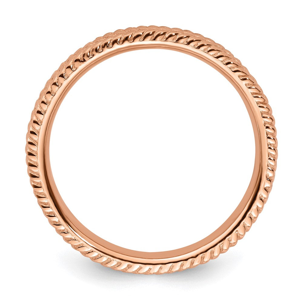 Sterling Silver Stackable Expressions Pink-plated Ring Size -8