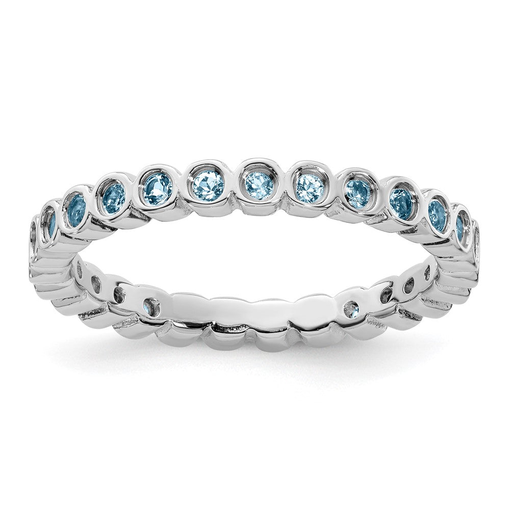 Sterling Silver Stackable Expressions Aquamarine Ring Size -7