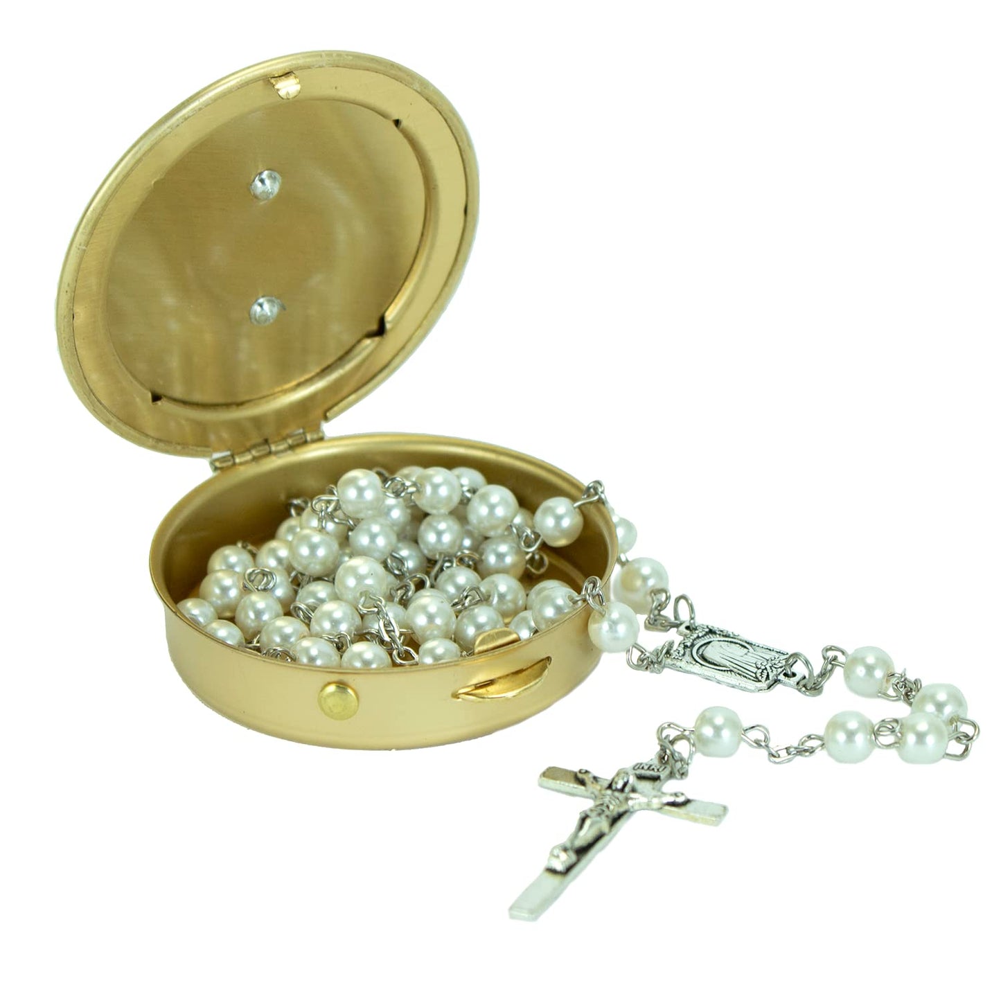 Cathedral Art CS123 Confirmation Pearl Rosary with Keepsake Box, Gift Set