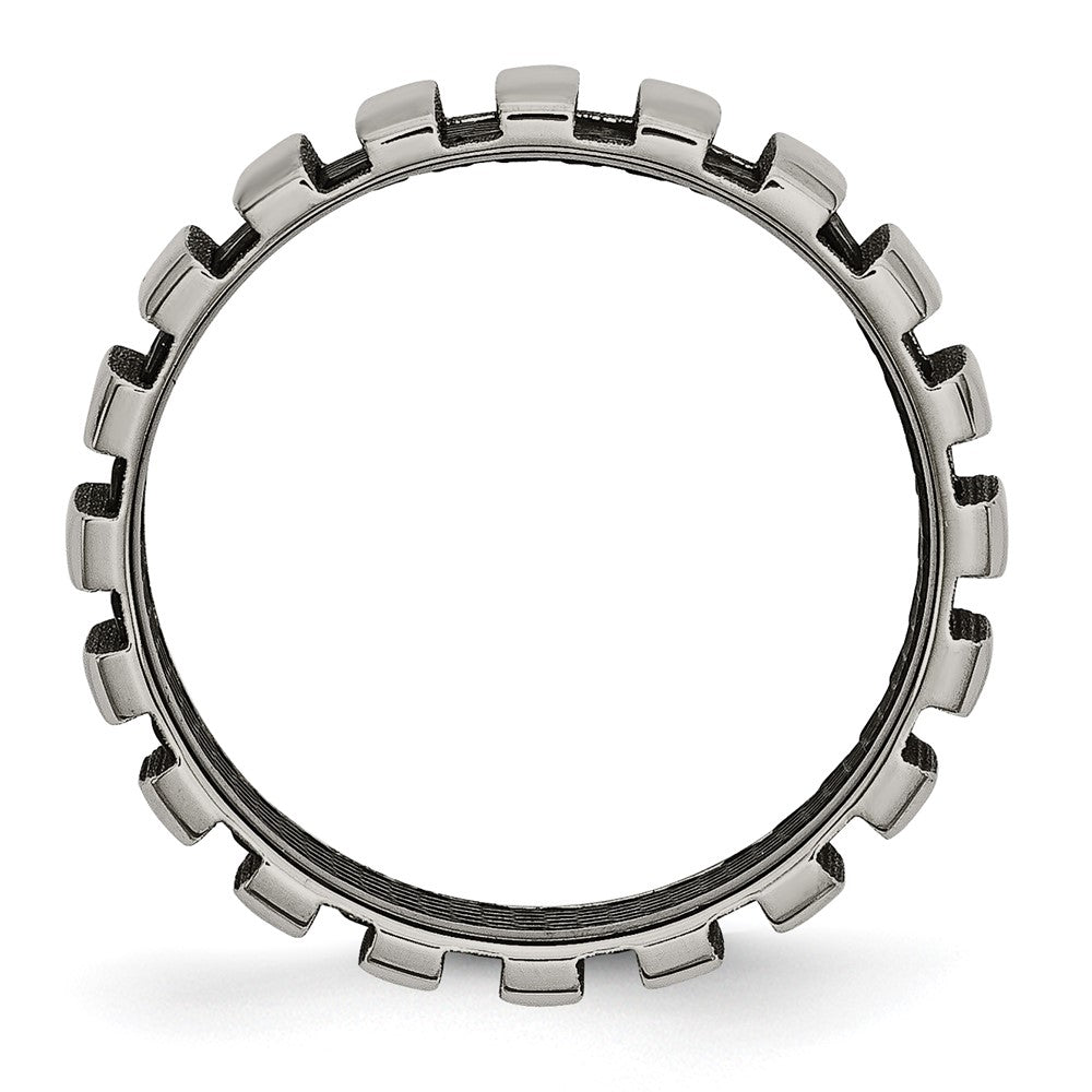 Titanium Polished w/Black IP-plated Wire 6mm Band Size - 13