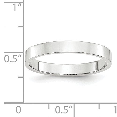 10k White Gold 3mm Lightweight Flat Wedding Band Size 7.5