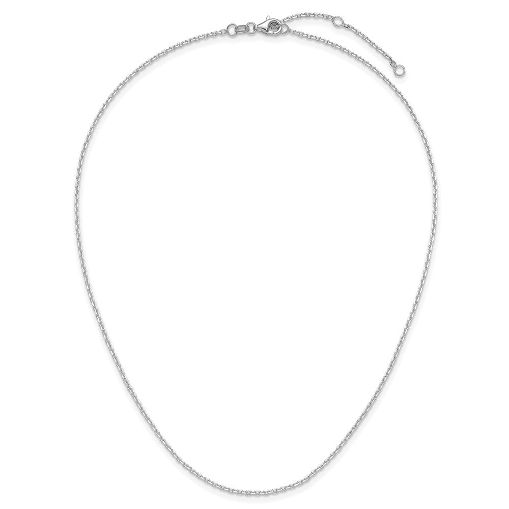 14k White Gold 1.5mm D/C Square Cable 2in+2in Adjustable Chain