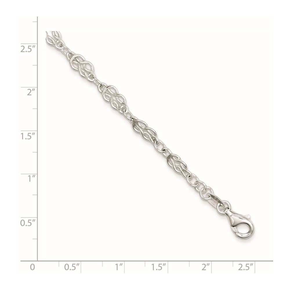 Sterling Silver 4.5mm Herculean Knot Link Bracelet 7.25 inches