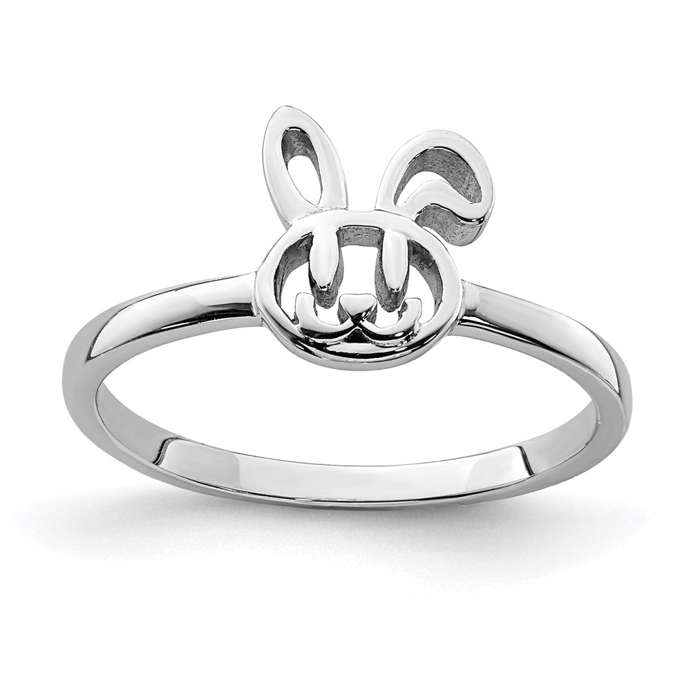 Sterling Silver Rhodium-plated Childs Bunny Ring