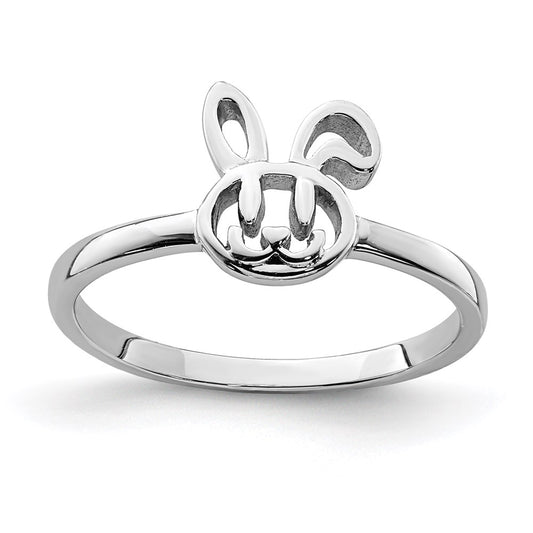Sterling Silver Rhodium-plated Childs Bunny Ring