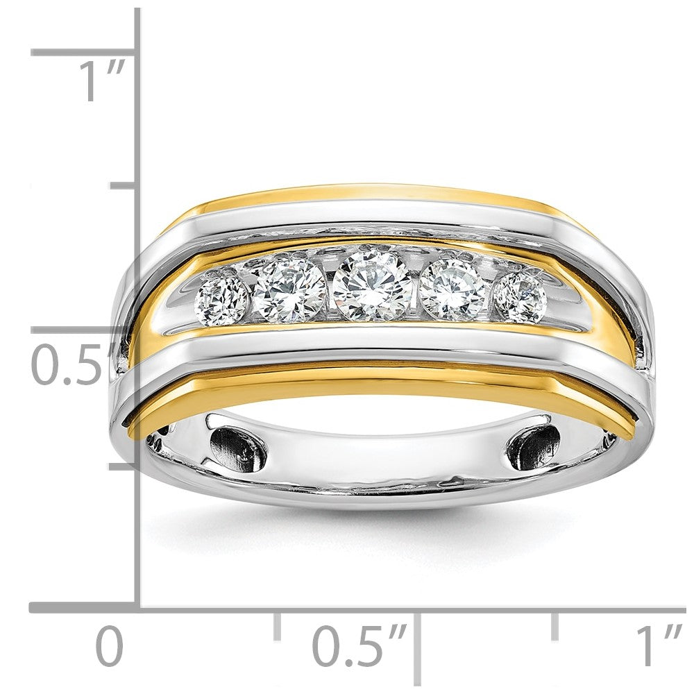 IBGoodman 14k Two-tone Men's Polished 5-Stone 1/2 Carat AA Quality Diamond Ring