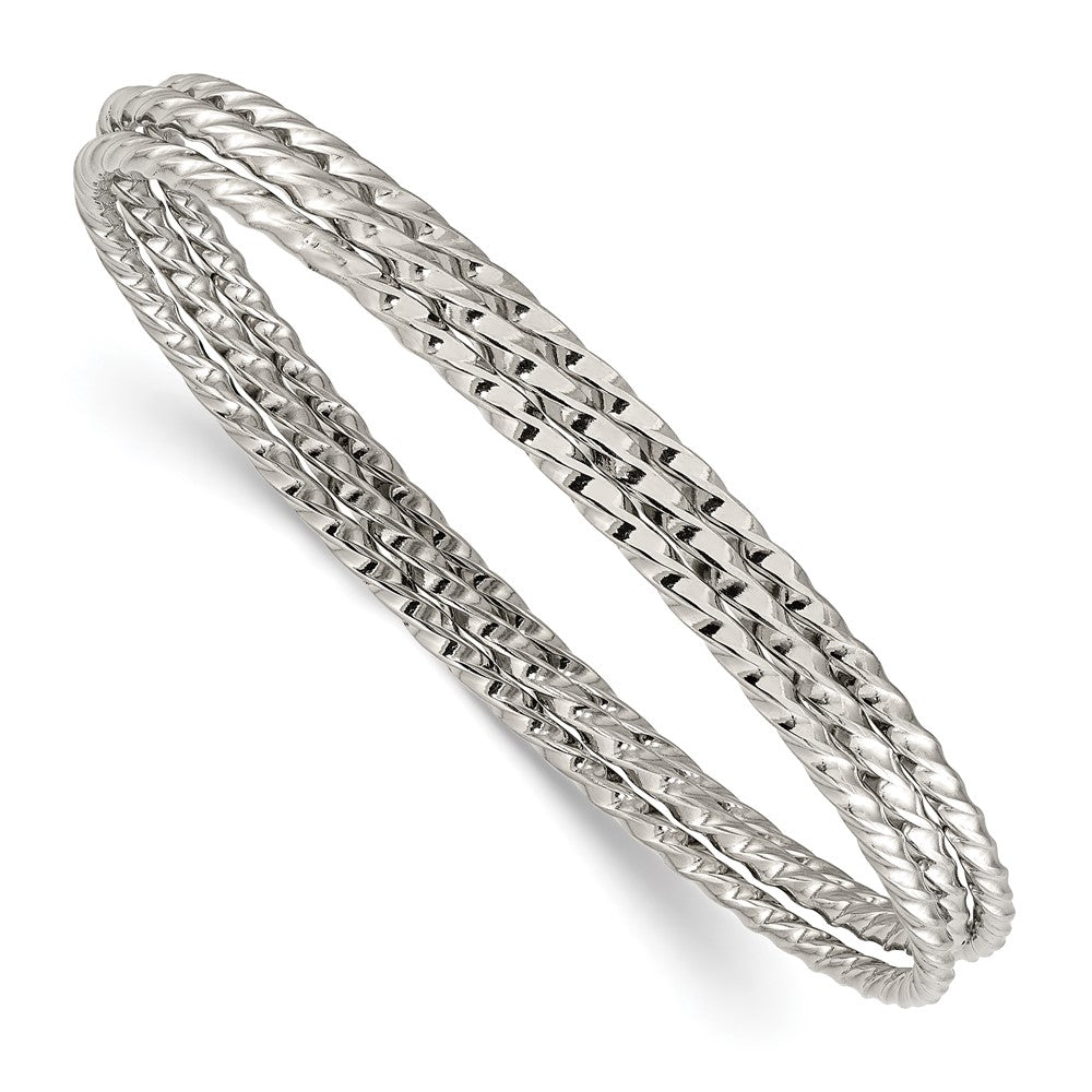 Stainless Steel Polished 2.00mm Twisted Bangle 8 inches