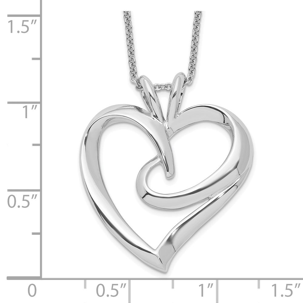Sentimental Expressions Sterling Silver Rhodium-plated The Hugging Heart 18in Necklace 18 Inches