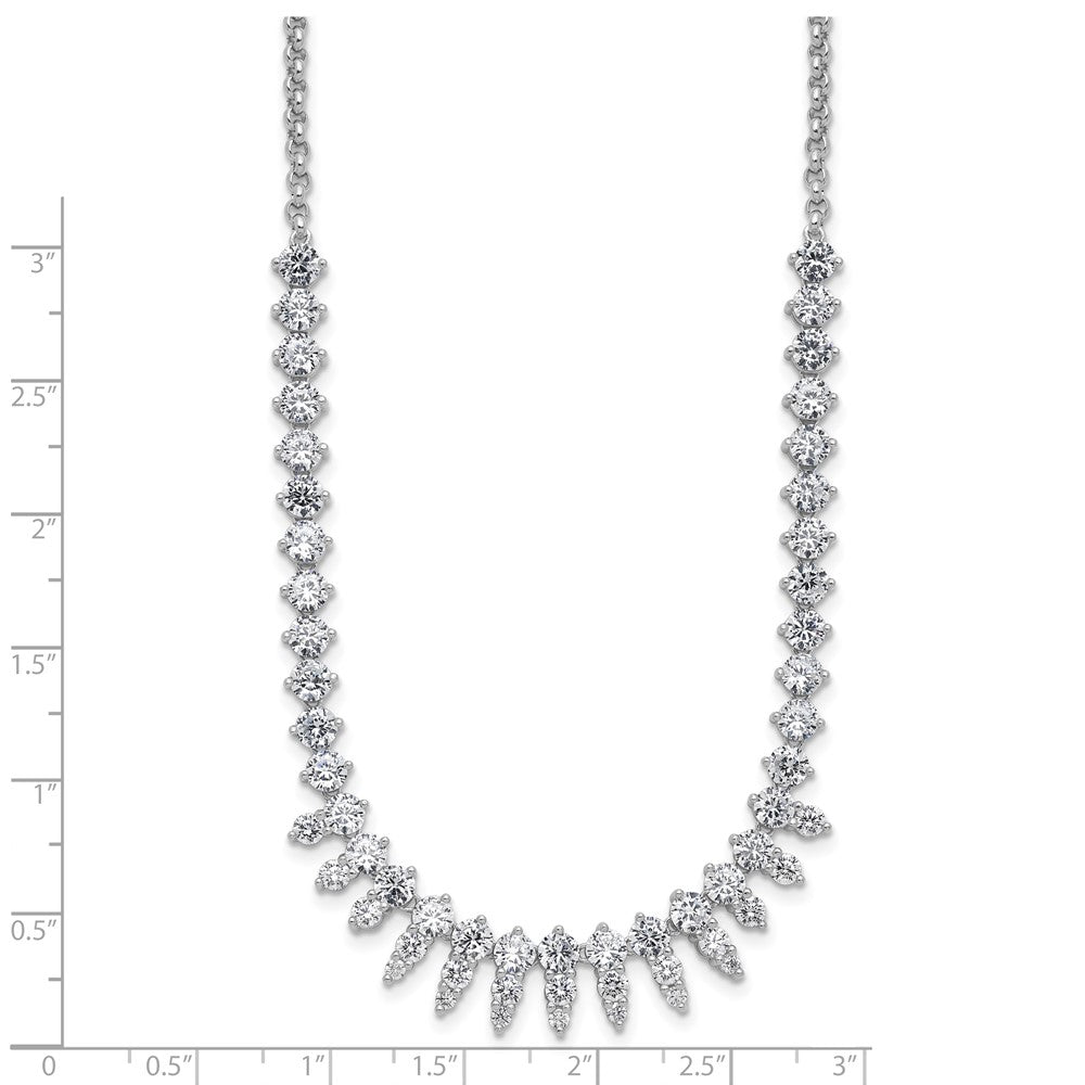 Cheryl M Sterling Silver Rhodium-plated Polished Fancy CZ Necklace 18 Inches