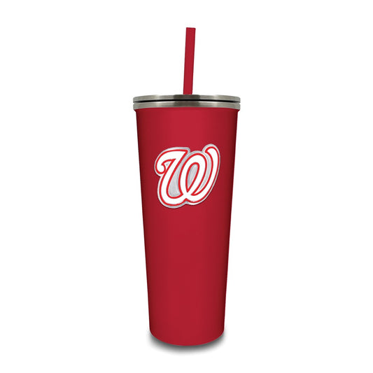 MLB Washington Nationals Stainless Steel 24 ounce Skinny Tumbler with Emblem and Straw