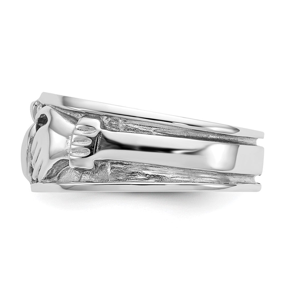 14k White Gold Claddagh Band Size 6
